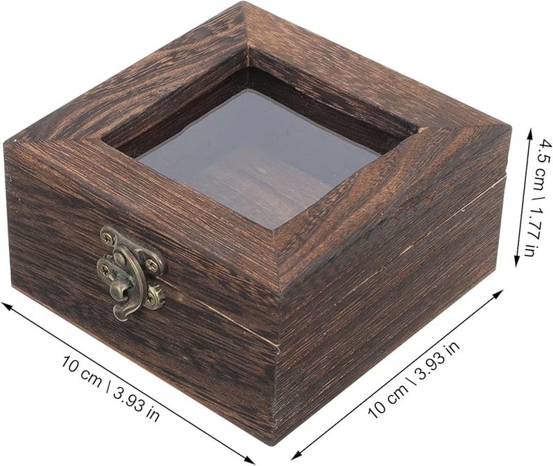 حافظة عرض خشب الباولونيا المتفحم مع غطاء شفاف قابل للقفل لمجموعات الحشرات والزهور والمجوهرات - Image 2